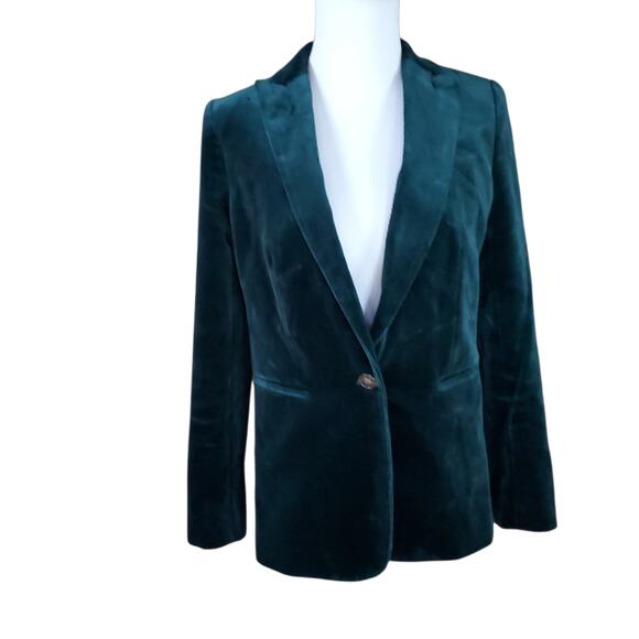 J. Crew Jackets & Blazers - J. Crew Preppy Ivy Green Velvet Parke Blazer Jacket J8978 Peak Lapel Lined Sz 0